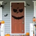 Halloween Decorations Skull Hand Pumpkin Door Sticker Felt Cloth tag1