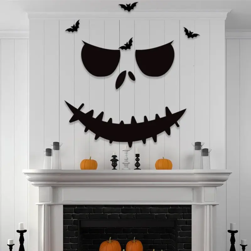 Halloween Decorations Skull Hand Pumpkin Door Sticker Felt Cloth tag1