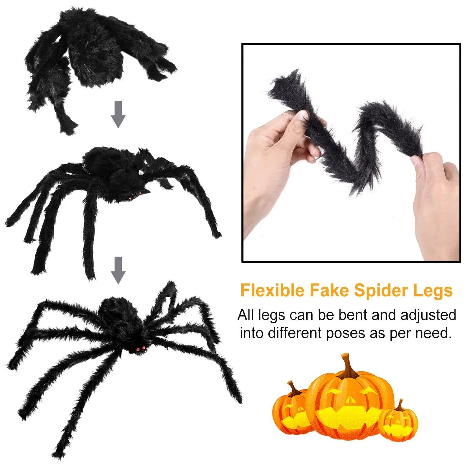 Halloween Decorations Spider 49" with 126" Tarantula Mega Spider Web -  - #tag1#