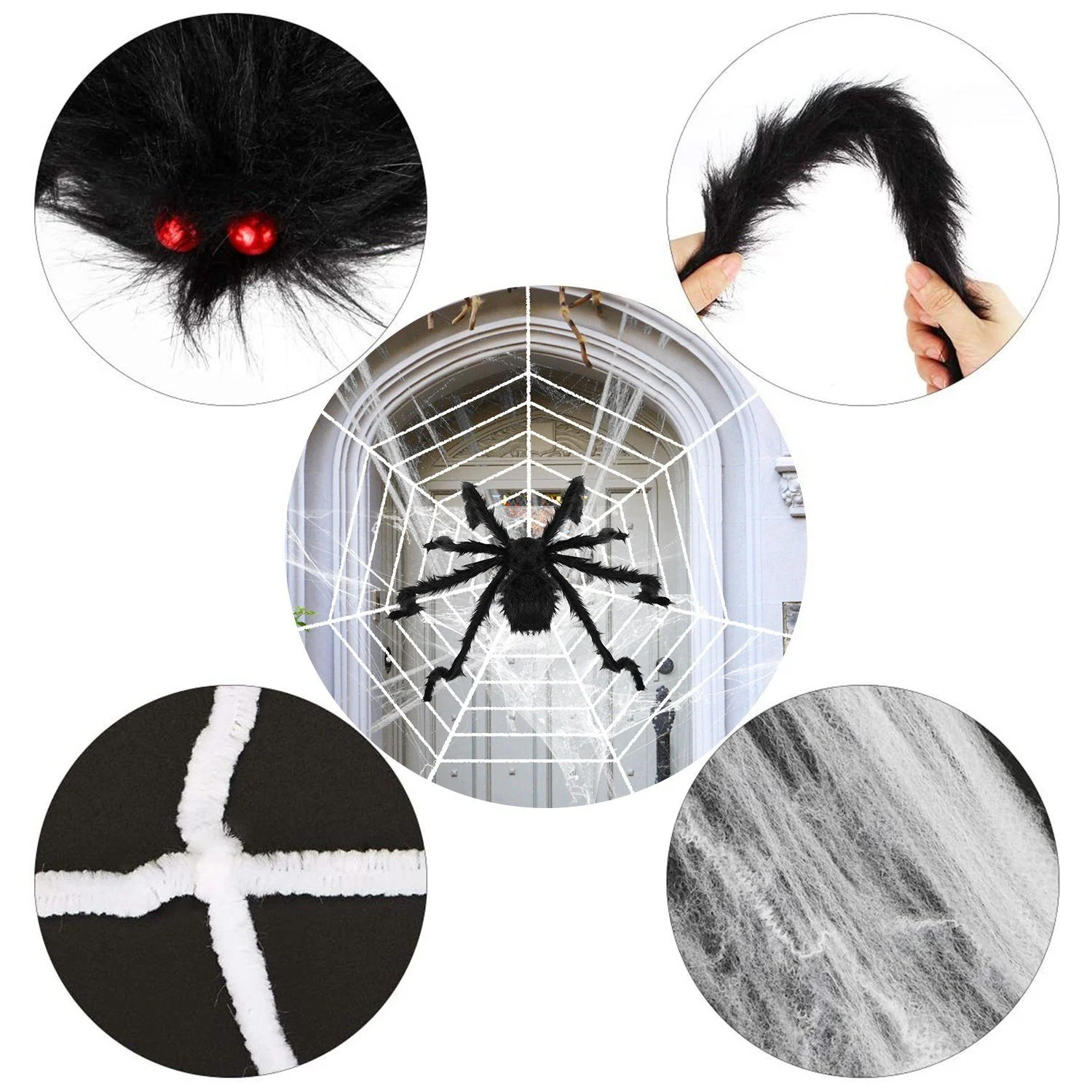 Halloween Decorations Spider 49" with 126" Tarantula Mega Spider Web -  - #tag1#