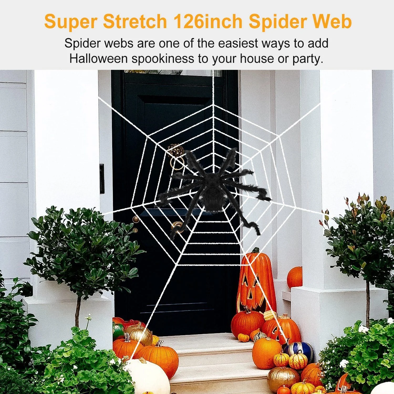 Halloween Decorations Spider 49" with 126" Tarantula Mega Spider Web -  - #tag1#