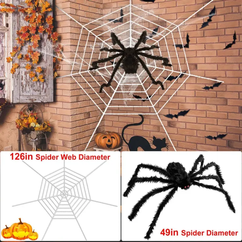 Halloween Decorations Spider 49 with 126 Tarantula Mega Spider Web tag1