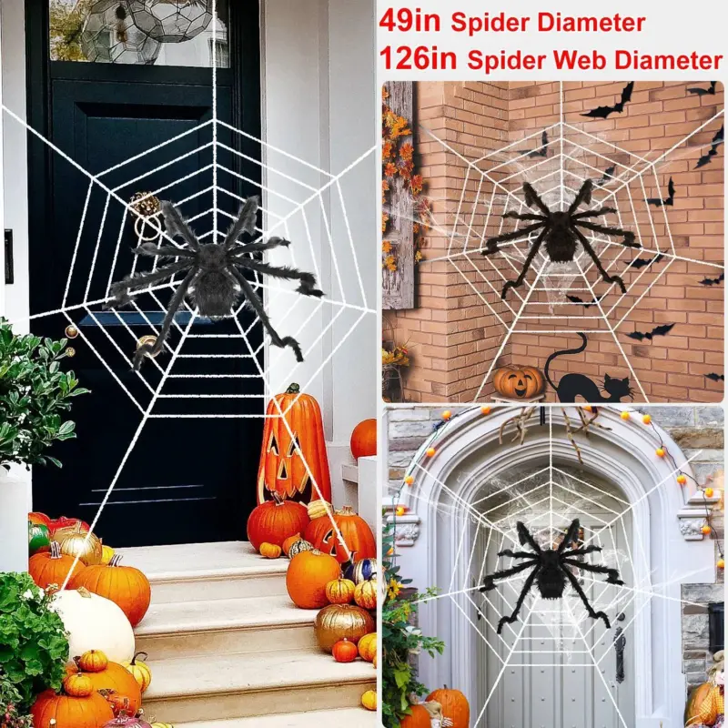 Halloween Decorations Spider 49 with 126 Tarantula Mega Spider Web tag1