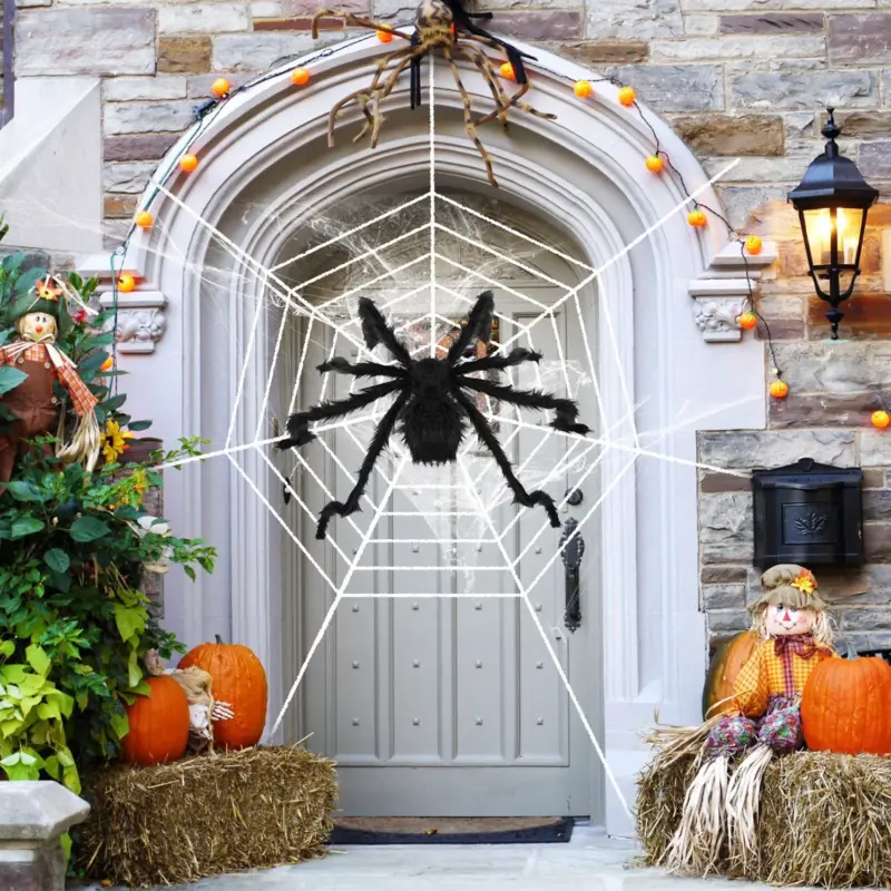 Halloween Decorations Spider Outdoor Stretch Cobweb tag1