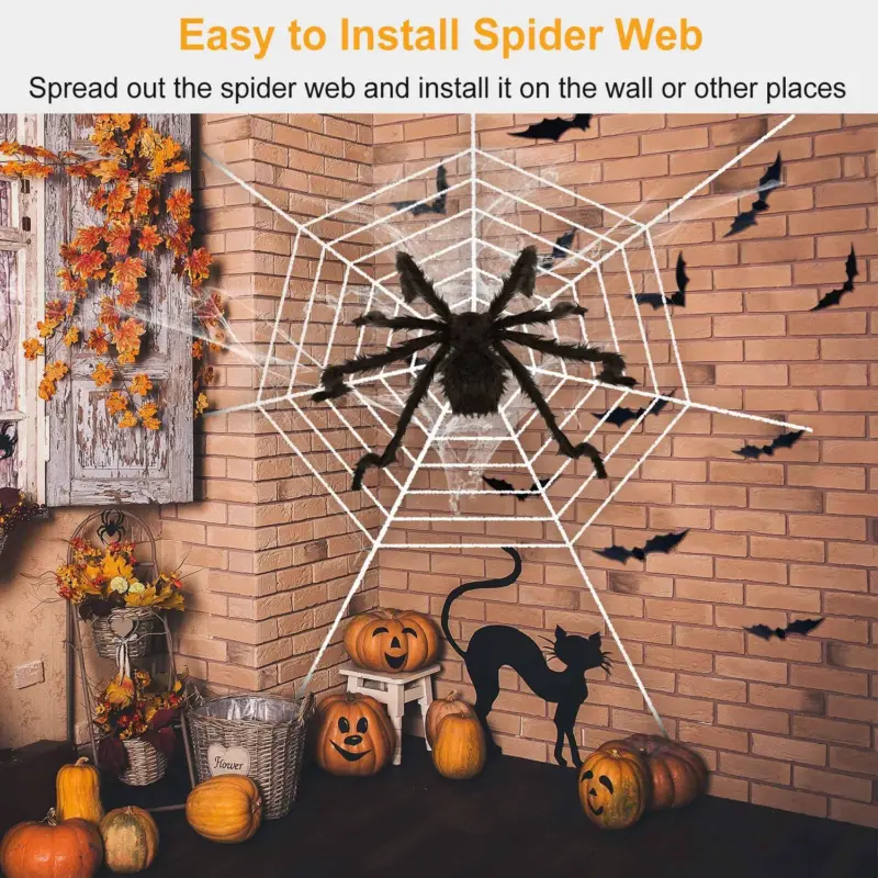 Halloween Decorations Spider Outdoor Stretch Cobweb tag1
