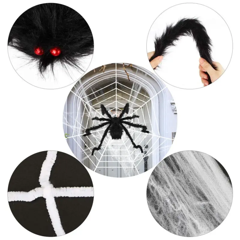 Halloween Decorations Spider Outdoor Stretch Cobweb tag1