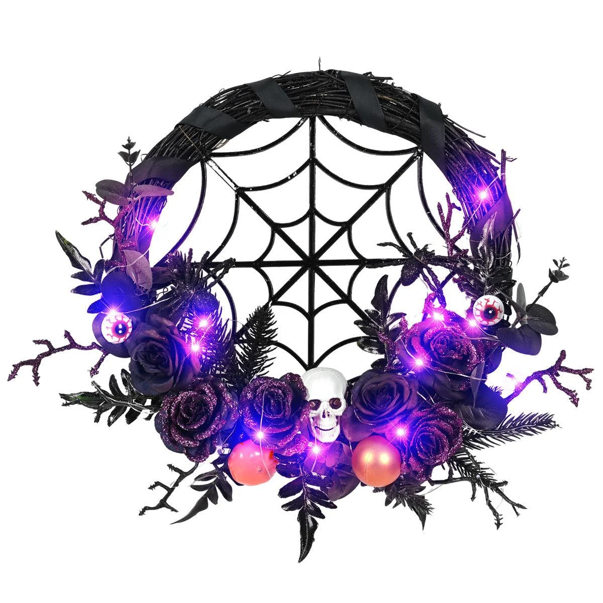 Halloween Decorations Spider Skull Vine Ring Artificial Flower Party Layout Props Pendant -  - #tag1#