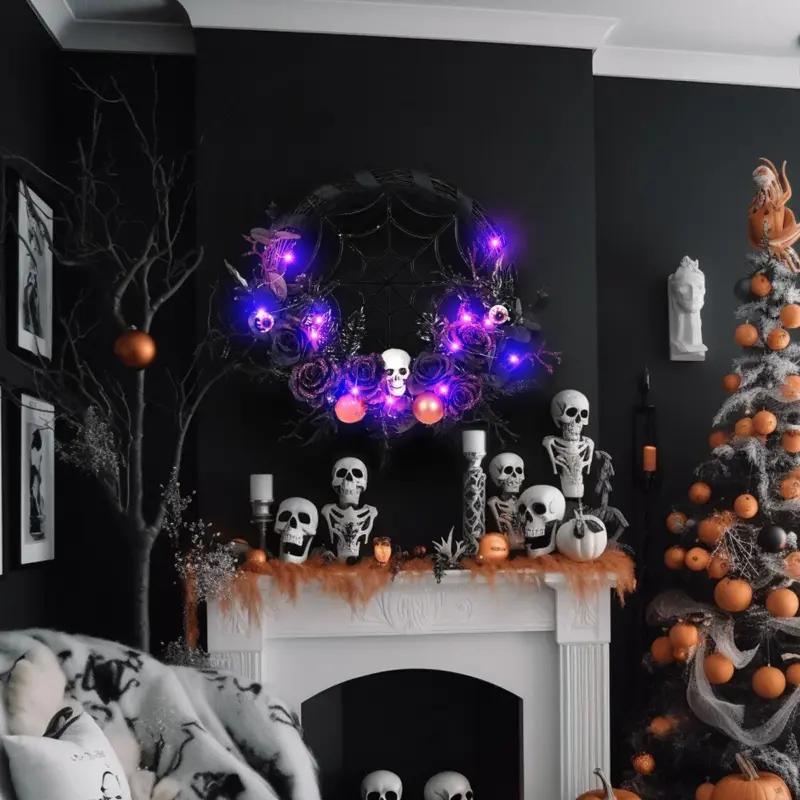 Halloween Decorations Spider Skull Vine Ring Artificial Flower Party Layout Props Pendant tag1
