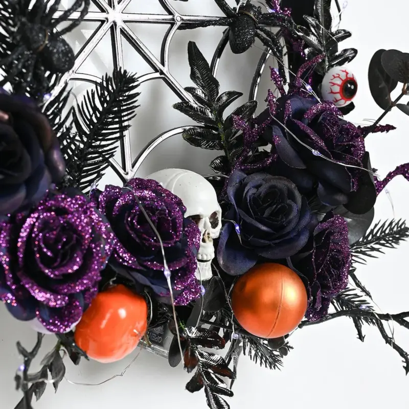 Halloween Decorations Spider Skull Vine Ring Artificial Flower Party Layout Props Pendant tag1
