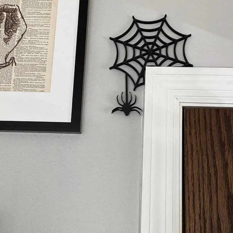 Halloween Door Corner Witch Spider Web Logo Decoration tag1
