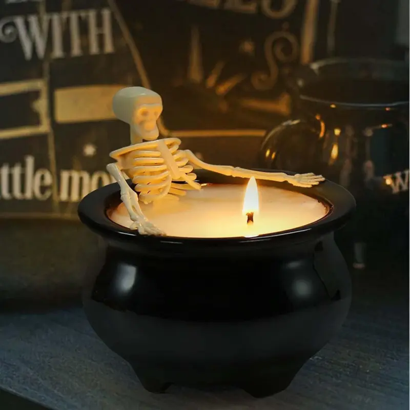 Halloween Fluorescent Skull Candle Gothic Craft Ornaments tag1