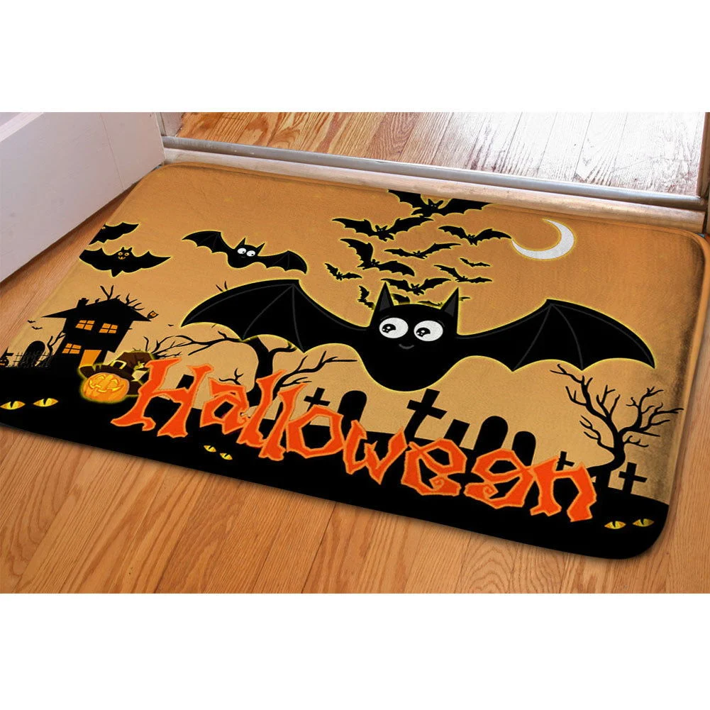Halloween Ghost Bat Print Toilet Rug -  - #tag1#