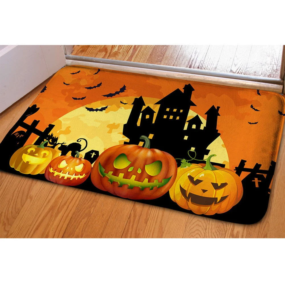 Halloween Ghost Bat Print Toilet Rug -  - #tag1#