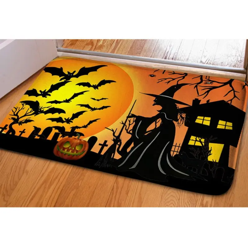 Halloween Ghost Bat Print Toilet Rug tag1