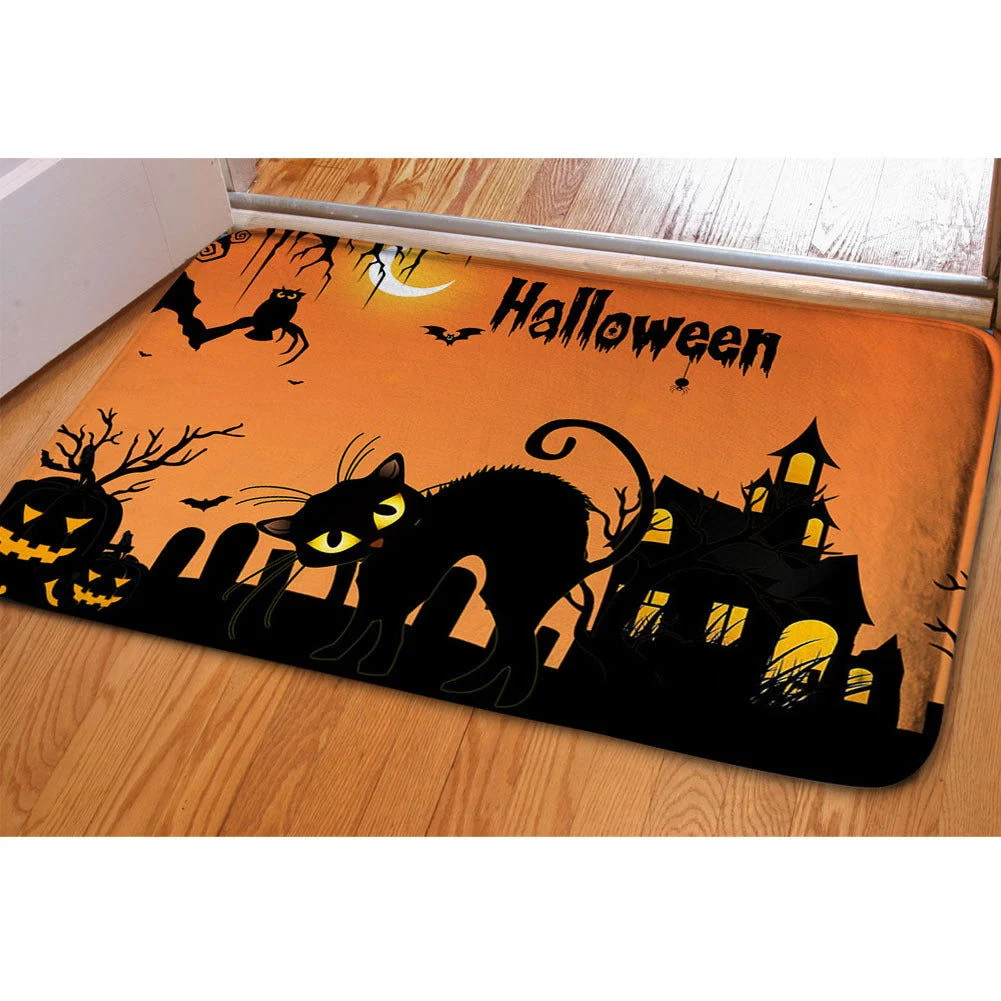 Halloween Ghost Bat Print Toilet Rug -  - #tag1#