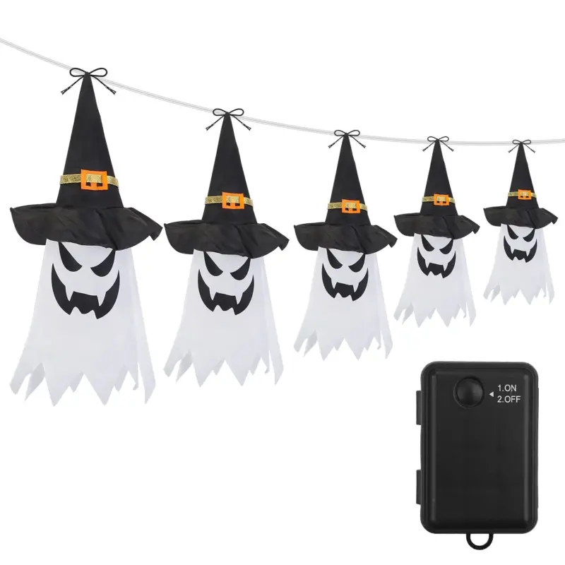 Halloween Ghost Witch Hat Hanging Light Lantern tag1