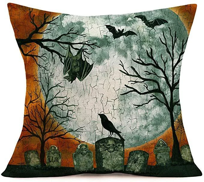 Halloween Gray-green Skull Tombstone Pillow -  - #tag1#