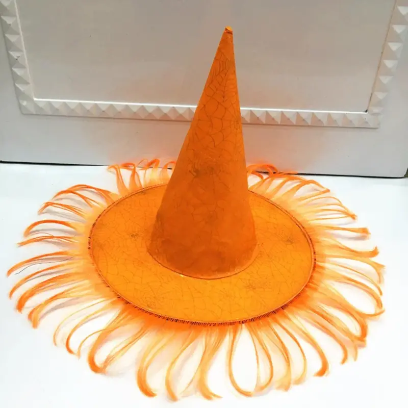 Halloween Hat Masquerade Dress Up Wizard Hat Witch Hair Witch Pumpkin Bronzing Hat tag1