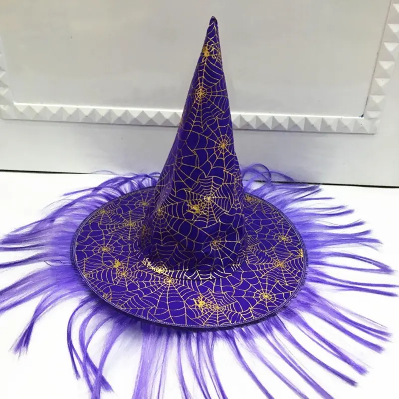 Halloween Hat Masquerade Dress Up Wizard Hat Witch Hair Witch Pumpkin Bronzing Hat tag1