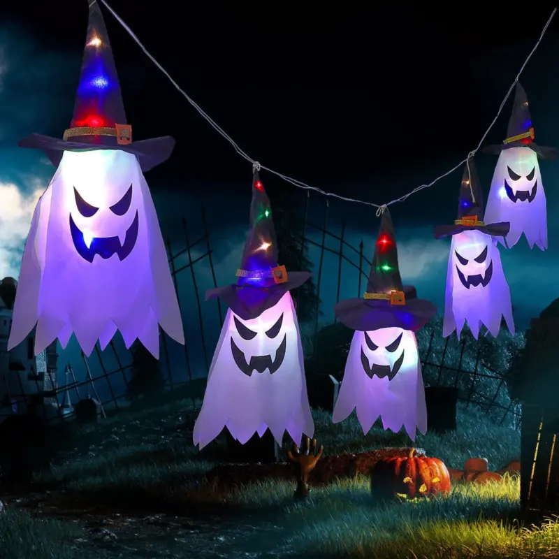 Halloween Holiday Decoration Lanterns Cloth Art Ghost Halloween String Lights tag1