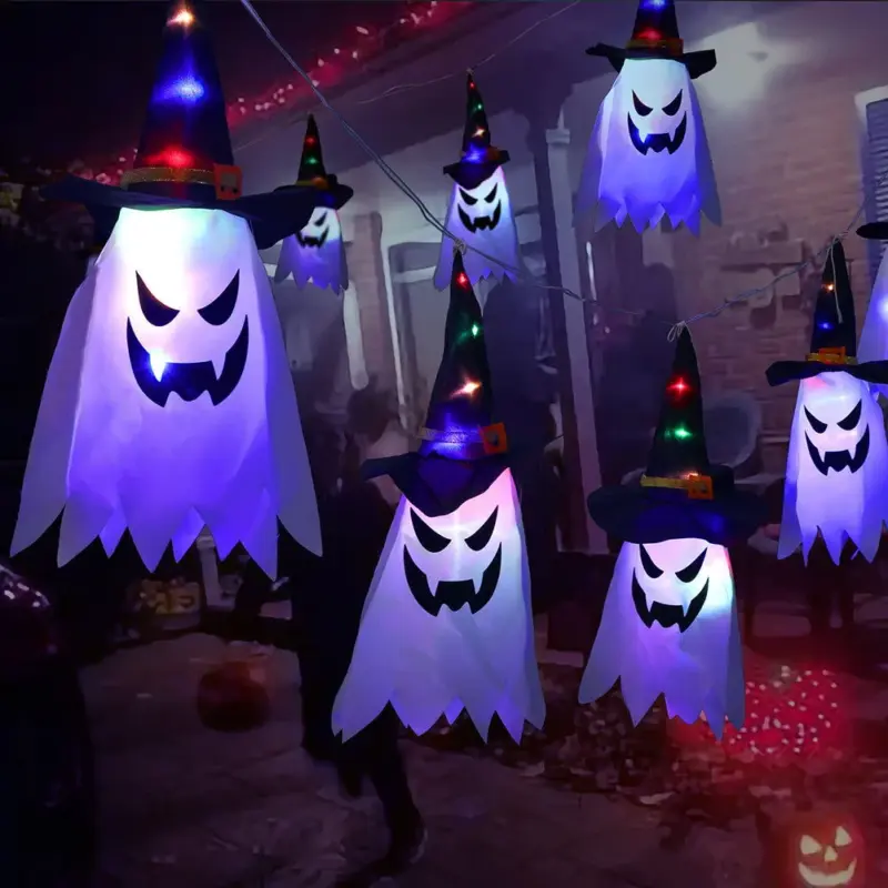 Halloween Holiday Decoration Lanterns Cloth Art Ghost Halloween String Lights tag1