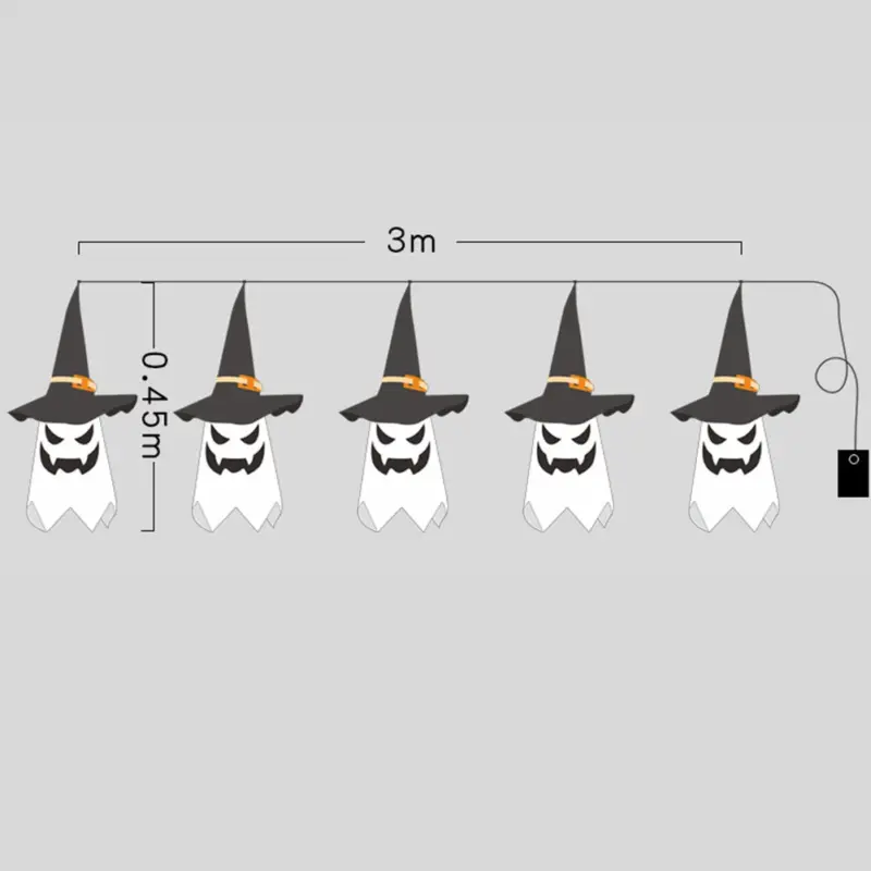 Halloween Holiday Decoration Lanterns Cloth Art Ghost Halloween String Lights tag1