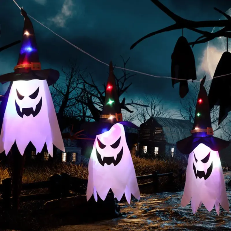 Halloween Holiday Decoration Lanterns Cloth Art Ghost Halloween String Lights tag1