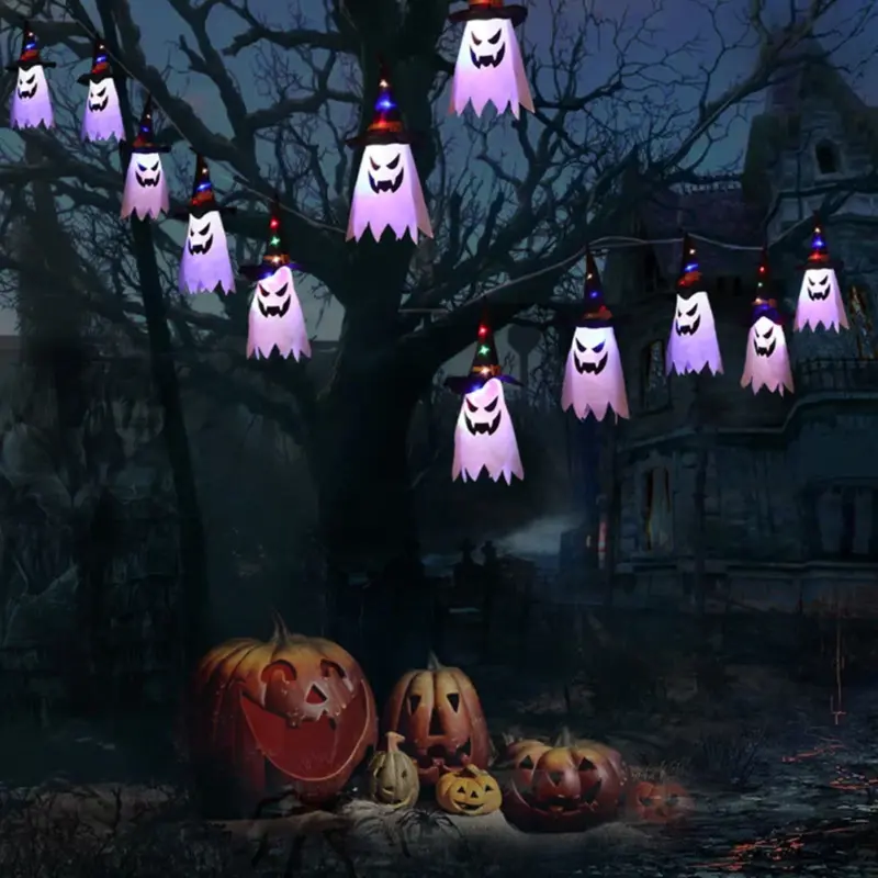 Halloween Holiday Decoration Lanterns Cloth Art Ghost Halloween String Lights tag1