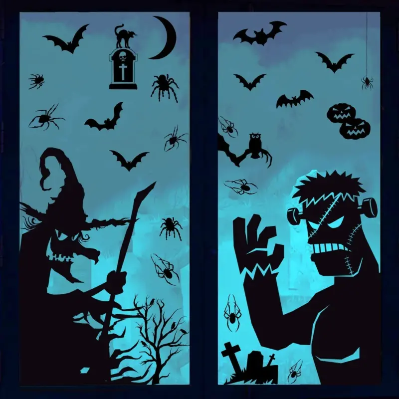 Halloween Horror Black Witch Death Static Window Stickers tag1