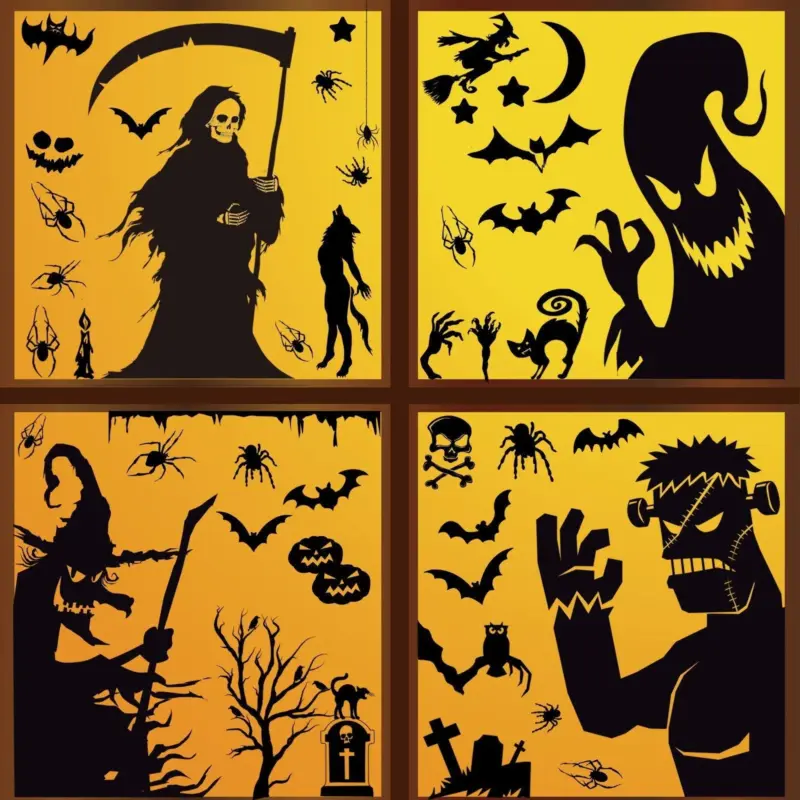 Halloween Horror Black Witch Death Static Window Stickers tag1