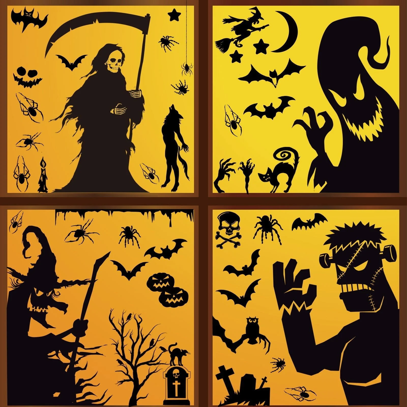 Halloween Horror Black Witch Death Static Window Stickers -  - #tag1#