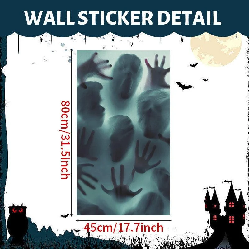 Halloween Horror Decoration Pv Ghost Bloody Hand Window Stickers -  - #tag1#