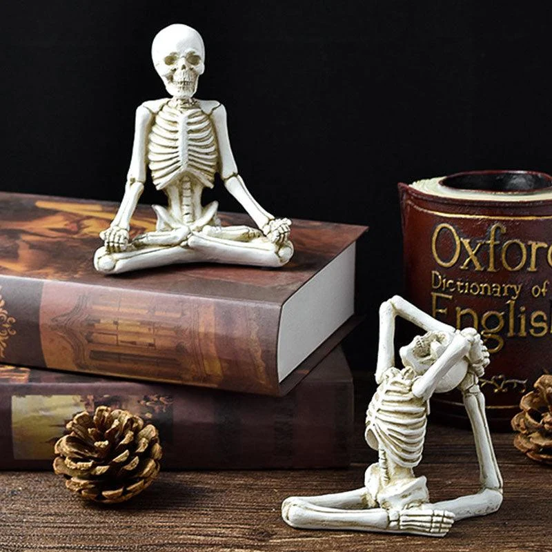 Halloween Horror Desktop Decoration Resin Ornaments Feature Modeling Yoga Skull Skeleton -  - #tag1#