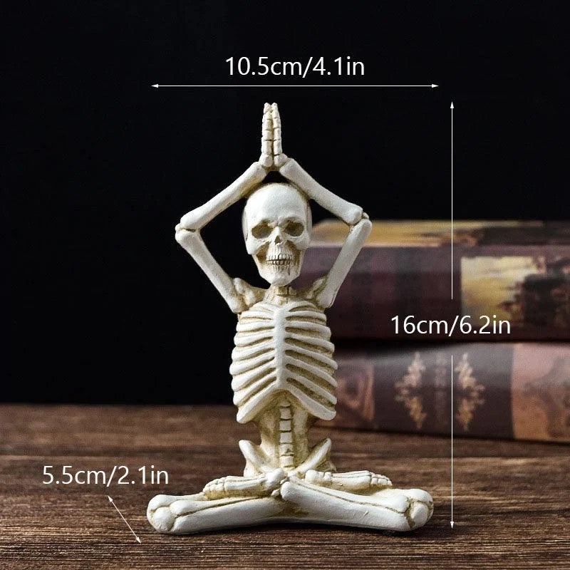 Halloween Horror Desktop Decoration Resin Ornaments Feature Modeling Yoga Skull Skeleton -  - #tag1#