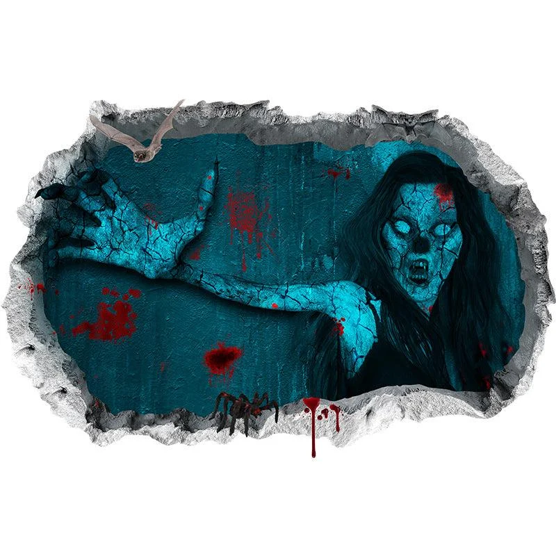 Halloween Horror Woman Bloody Handprint Decorative Wall Sticker -  - #tag1#