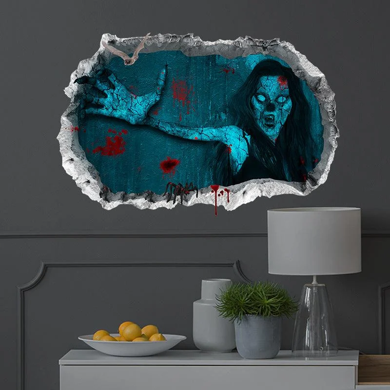 Halloween Horror Woman Bloody Handprint Decorative Wall Sticker -  - #tag1#