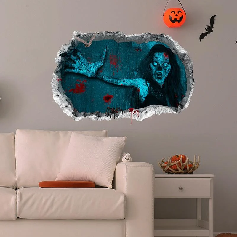 Halloween Horror Woman Bloody Handprint Decorative Wall Sticker -  - #tag1#