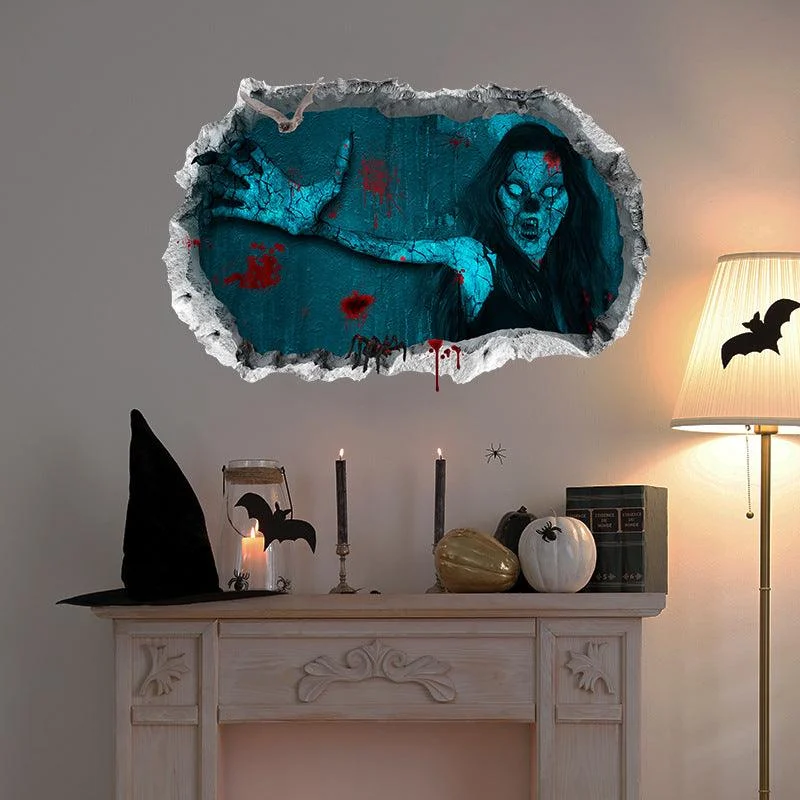 Halloween Horror Woman Bloody Handprint Decorative Wall Sticker -  - #tag1#