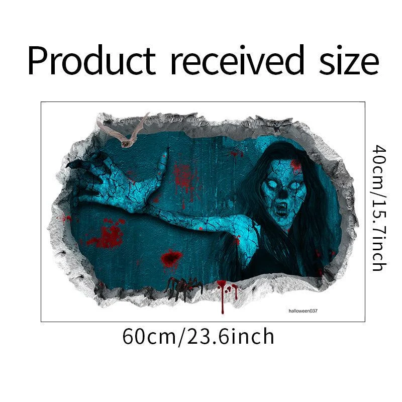 Halloween Horror Woman Bloody Handprint Decorative Wall Sticker -  - #tag1#