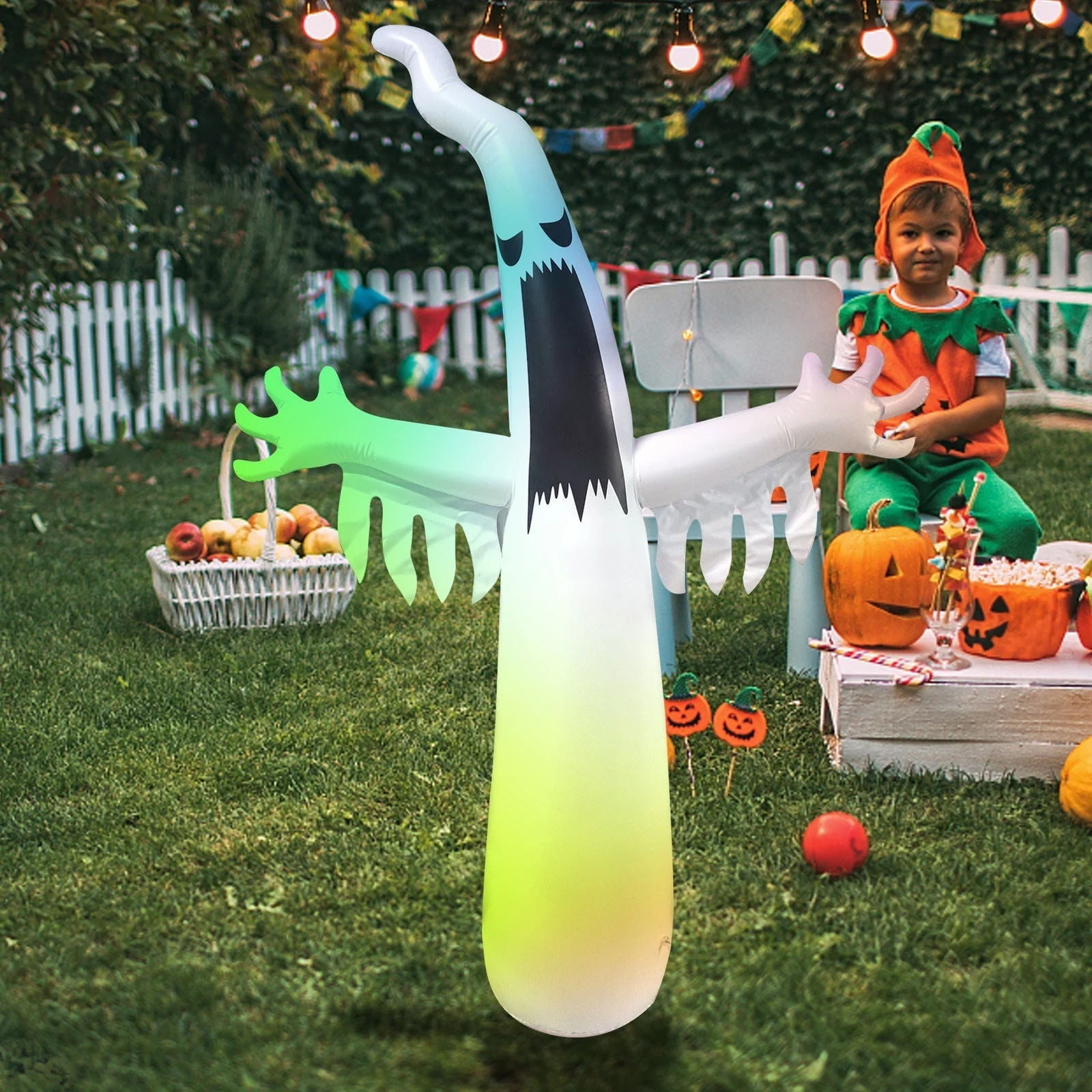Halloween Inflatable Ghost Tumbler Ghost Festival Outdoor Scene Decoration Props Built-in LED Lights -  - #tag1#