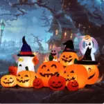 Halloween Inflatable Ghost With Pumpkin Slices Outdoor Holiday Decorations tag1