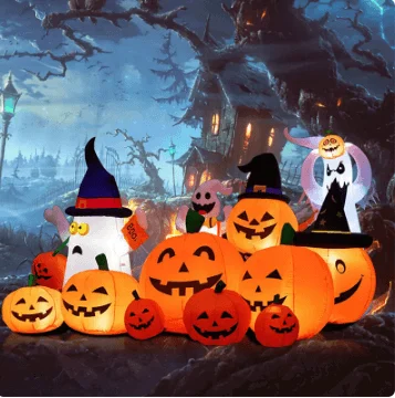 Halloween Inflatable Ghost With Pumpkin Slices Outdoor Holiday Decorations -  - #tag1#