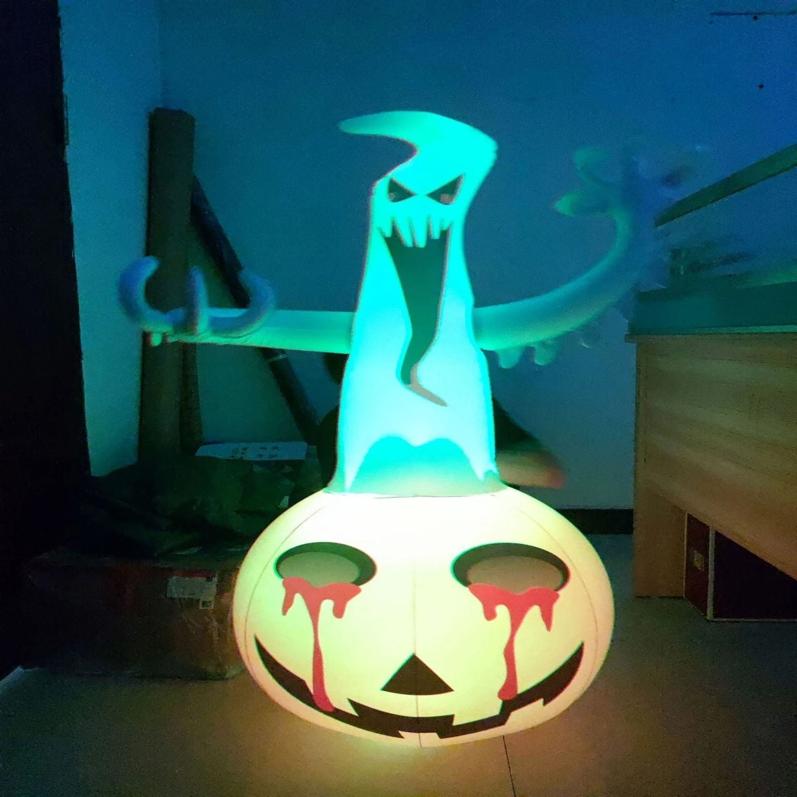 Halloween Inflatable Pumpkin Ghost Decorations Color Light -  - #tag1#