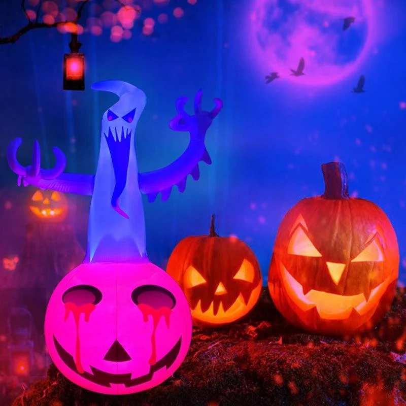 Halloween Inflatable Pumpkin Ghost Decorations Color Light -  - #tag1#