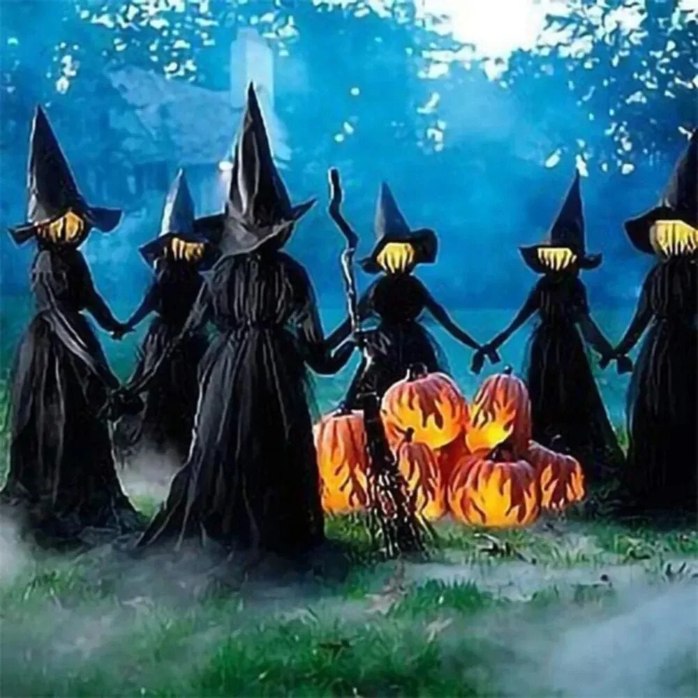 Halloween Inflatables Three Witches -  Light-Up Witches Decoration with Stakes -  - #tag1#