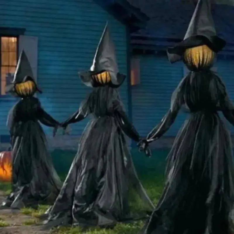 Halloween Inflatables Three Witches Light Up Witches Decoration with Stakes tag1