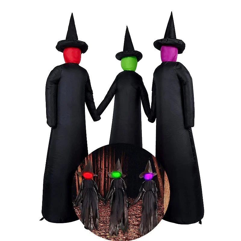 Halloween Inflatables Three Witches -  Light-Up Witches Decoration with Stakes -  - #tag1#
