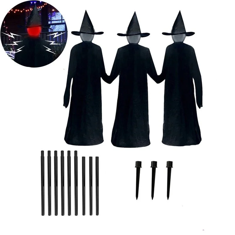 Halloween Inflatables Three Witches -  Light-Up Witches Decoration with Stakes -  - #tag1#