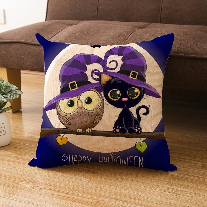 Halloween Kitten Pumpkin Head Pillow Cover -  - #tag1#