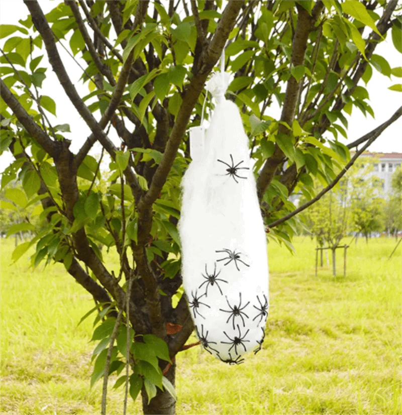 Halloween LED Glowing Ghost Head Spider Gauze Decoration -  - #tag1#